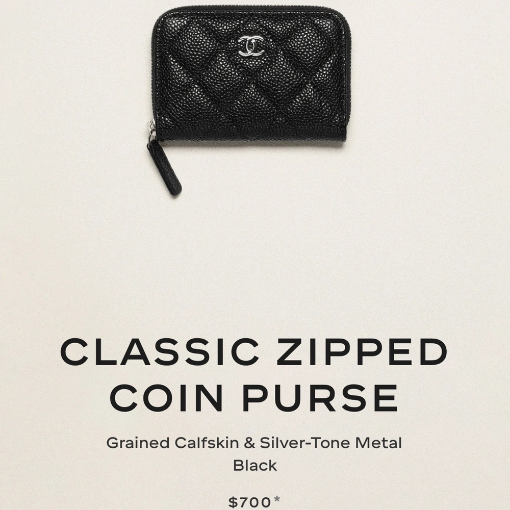 CHANEL Quilted Black Coin Purse with Silver Accents